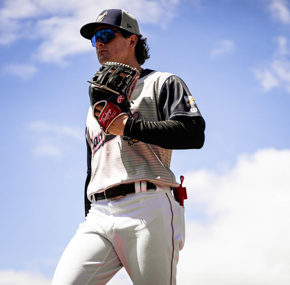 Portland Sea Dogs outfielder Roman Anthony gets ready for a game at Hadlock Field in Portland, Maine, on Saturday, May 11, 2024.