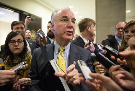 Chairman of the House Budget Committee Tom Price (R-GA) speaks to reporters after announcing the House Budget on Capitol Hill in Washington on March 17, 2015. REUTERS/Joshua Roberts