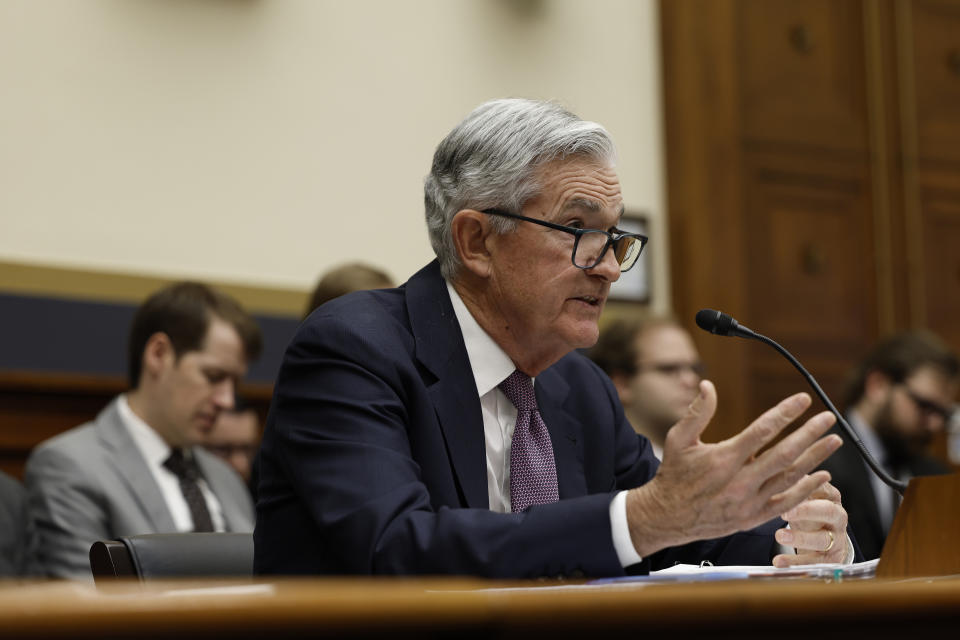 WASHINGTON, DC - MARCH 08: Federal Reserve Chair Jerome Powell testifies before the House Committee on Financial Services on Capitol Hill on March 08, 2023 in Washington, DC. During the hearing Powell took questions on a range of topics pertaining to the Federal Reserve&#39;s Semi-Annual Monetary Policy Report and the state of the economy.  (Photo by Anna Moneymaker/Getty Images)