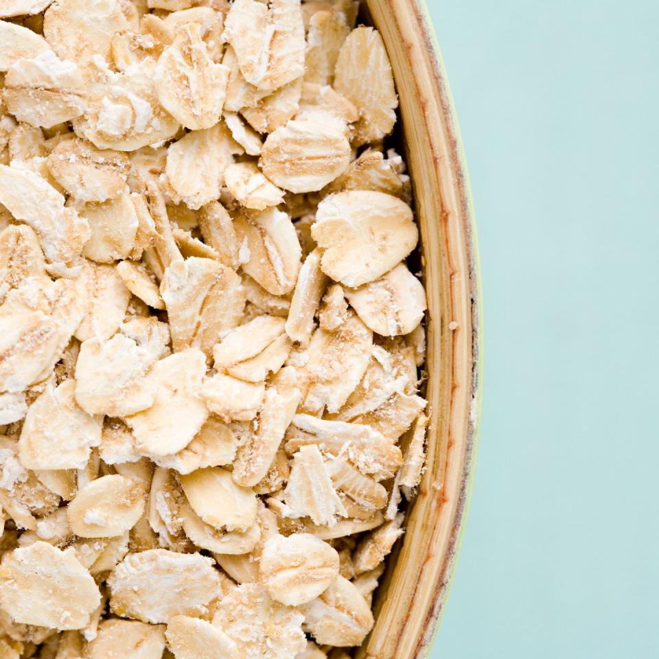 <p>Speaking of fiber, the same goes for oats: Eating a <a href="https://www.redbookmag.com/food-recipes/g2813/fiber-foods/" rel="nofollow noopener" target="_blank" data-ylk="slk:hefty bowl of oatmeal;elm:context_link;itc:0;sec:content-canvas" class="link ">hefty bowl of oatmeal</a> in the morning can help lower your cholesterol <em>and </em>keep you full and satisfied until lunch.</p>