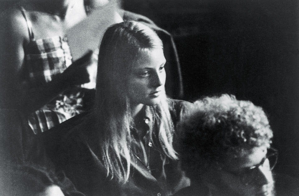 Jodie Foster en una reunión de estudiantes en Yale en 1981. (Getty Images)