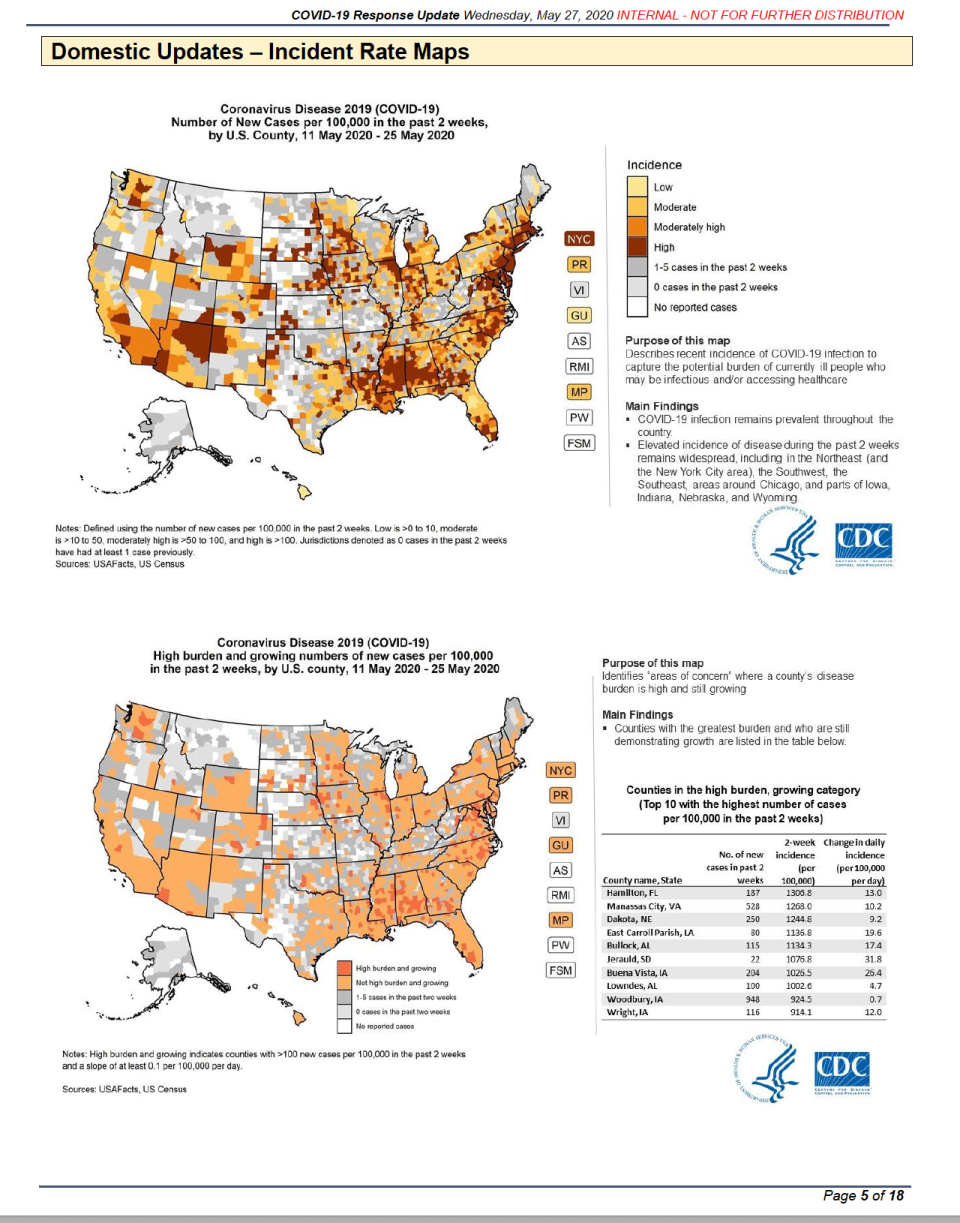 Domestic Update - Incident Rate Maps (CDC)