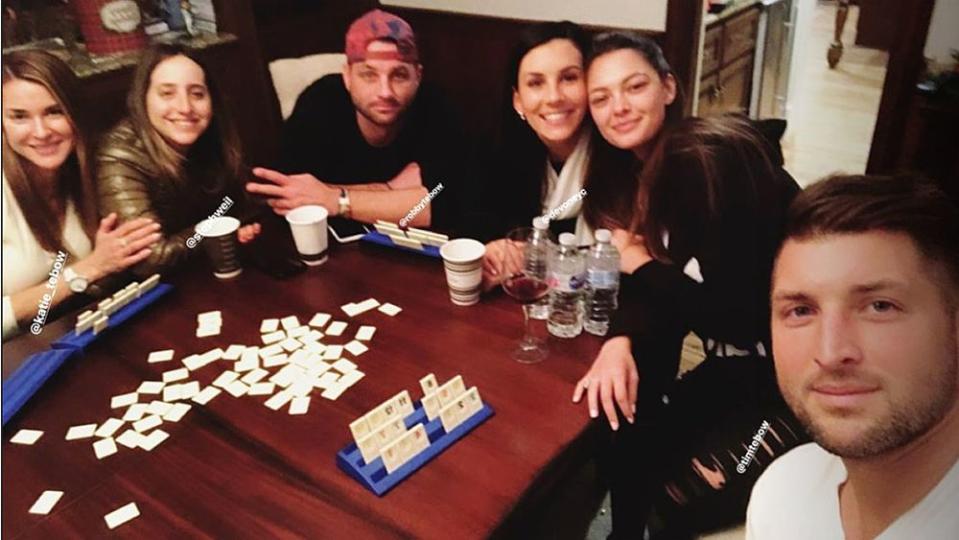 Tim Tebow and Demi-Leigh Nel-Peters with family and friends