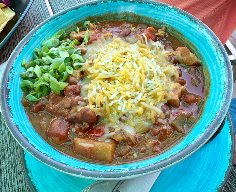The chicken chili at Dolphins Waterfront Bar & Grille at Cape Crossing on Merritt Island was full of chunky meat, pineapple and other delights.