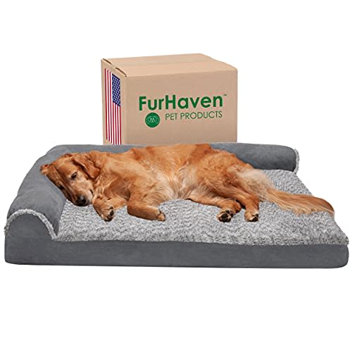 Furhaven Two-Tone Faux Fur and Suede L-Shaped Orthopedic Dog Bed (Amazon / Amazon)