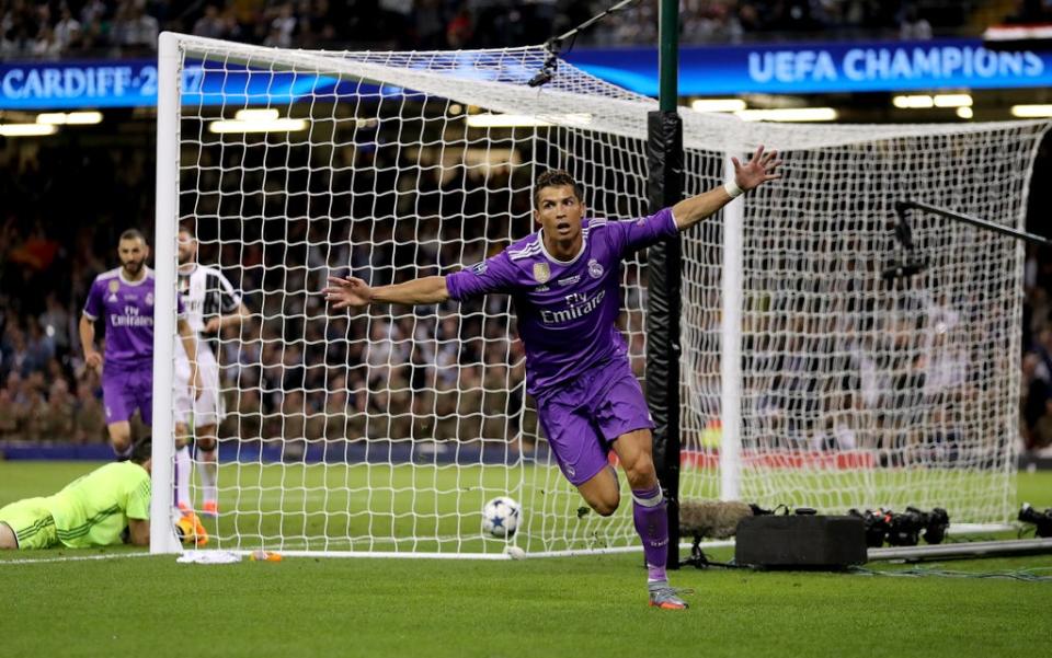 Cristiano Ronaldo celebrates scoring in the 2017 Champions League final (Nick Potts/PA) (PA Archive)