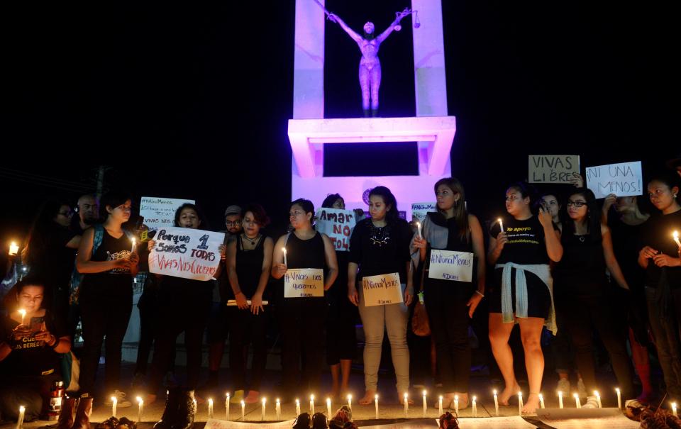 Women protest against femicide in San Salvador, El Salvador.&nbsp;