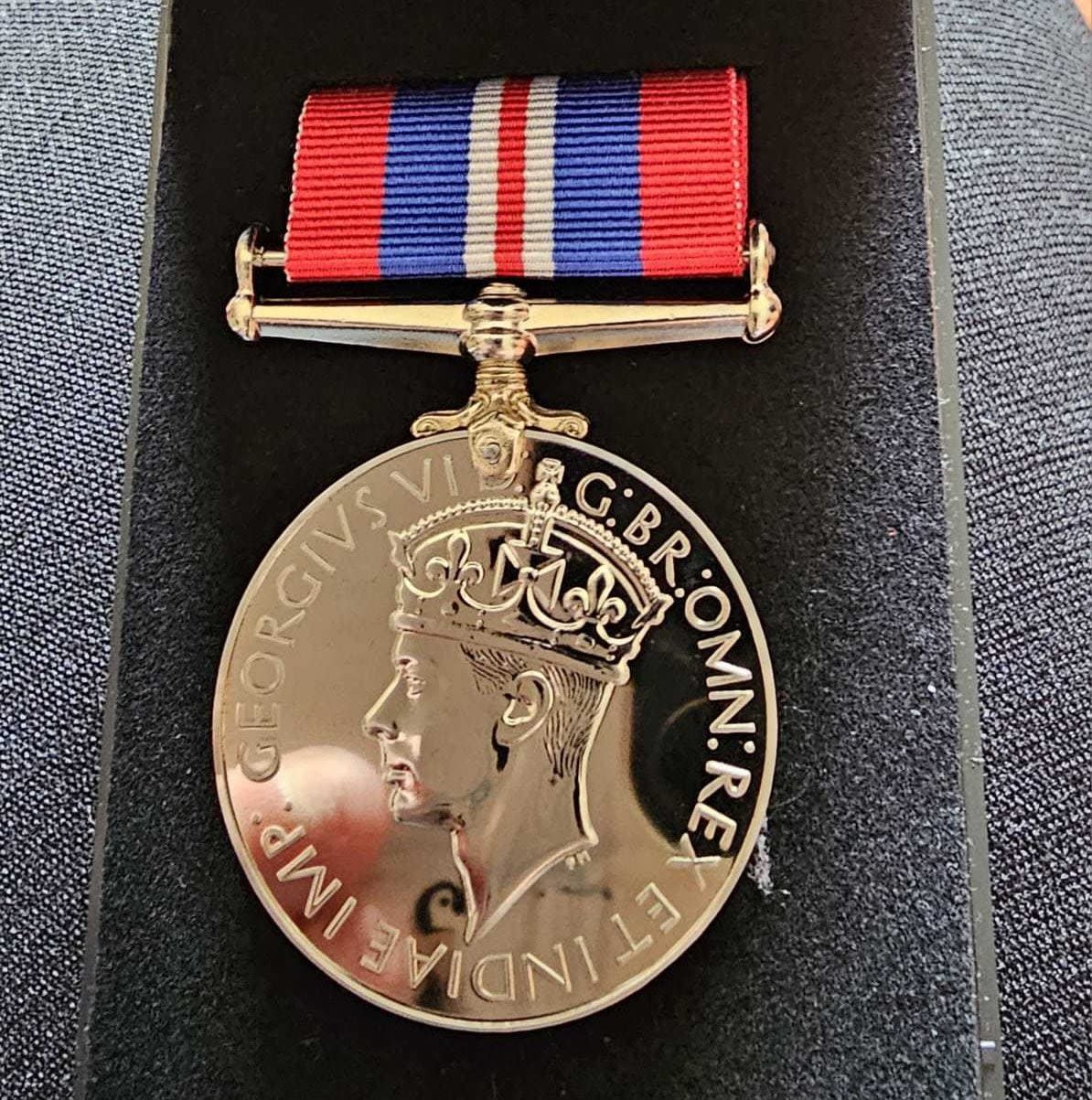 The 1939-45 war medal presented to Harry Filby