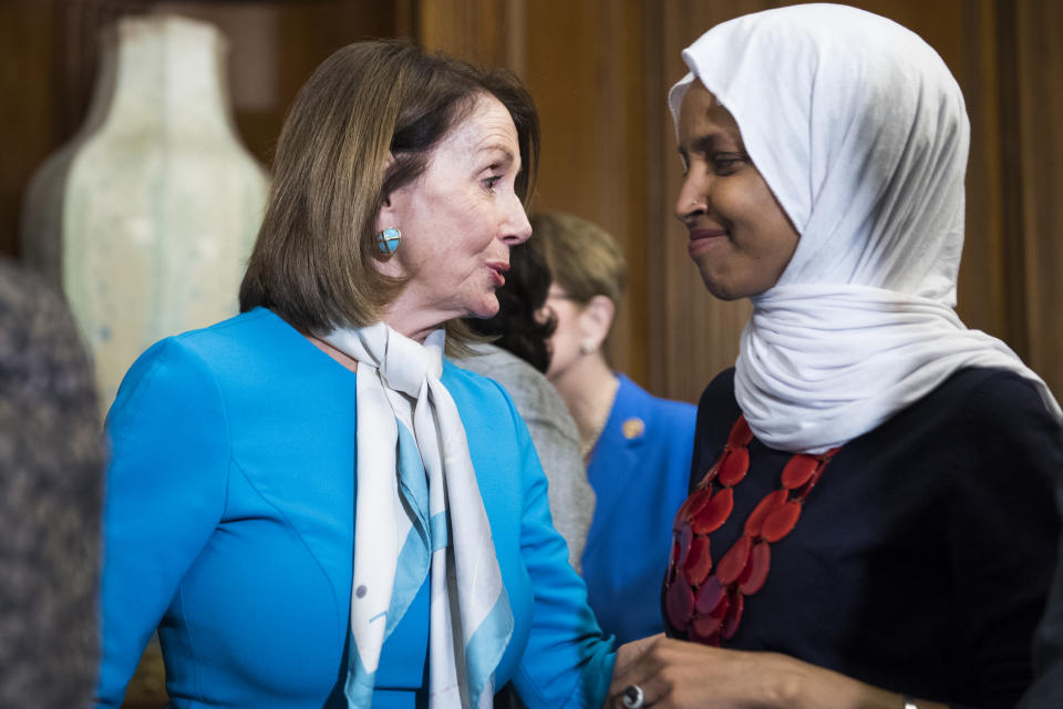 Speaker Nancy Pelosi and Rep. Ilhan Omar traveled to Ghana this week in observance of the first enslaved Africans brought to Virginia 400 years ago. (Photo: Getty Images)