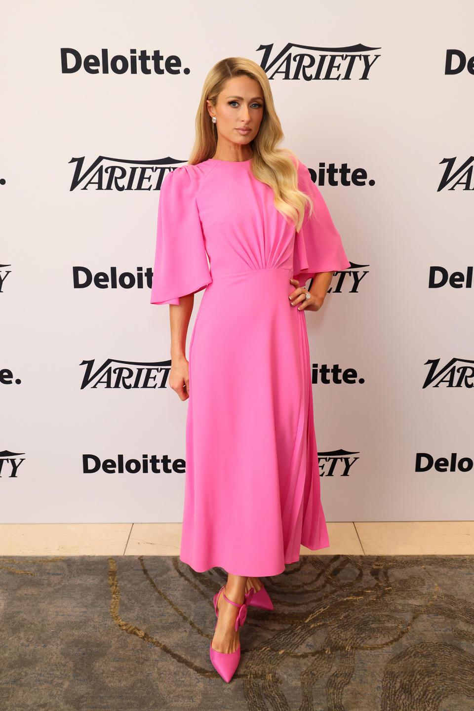 Paris Hilton wears pink Sam Edelman stilettos Variety Entertainment Marketing Summit at The Beverly Hilton on April 24 in Beverly Hills, California.