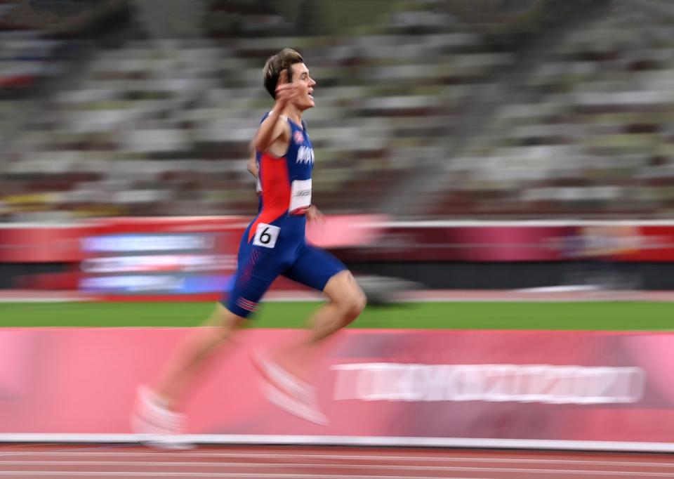 a person running on a track