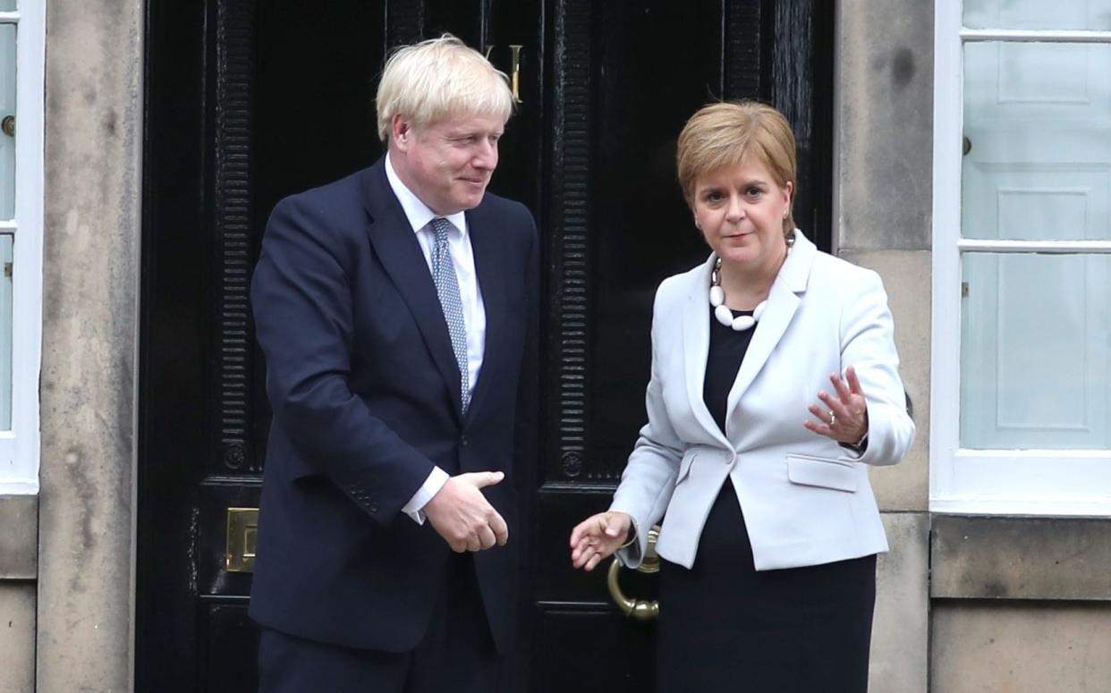 The last time Mr Johnson met Ms Sturgeon at Bute House in 2019, he was booed by a nationalist crowd and had to leave by a back door - Jane Barlow/PA Wire