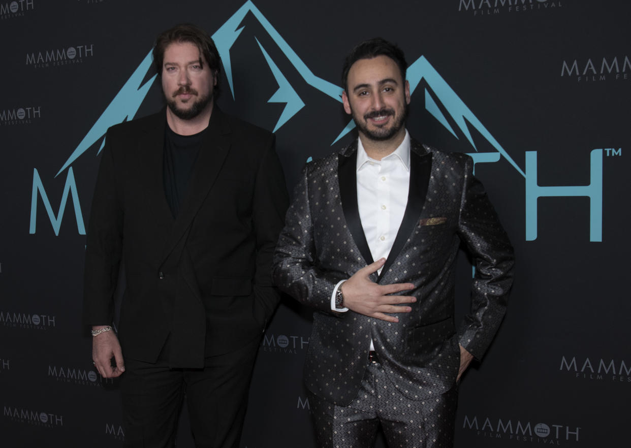 MAMMOTH, CALIFORNIA - MARCH 02: Tanner Beard (L) and Tomik Mansoori arrive at Mammoth Film Festival Premieres - Day Three on March 02, 2024 in Mammoth, California. (Photo by Michael Bezjian/Getty Images for Mammoth Film Festival)