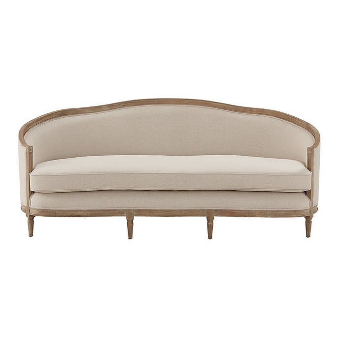 Beige Cabriole Sofa with Wooden Legs