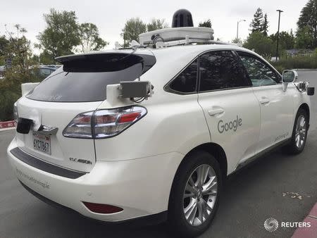 A Lexus version of a Google Self Driving car is shown in Moutain View, California, U.S., April 8, 2016. REUTERS/Alexandria Sage/File Photo