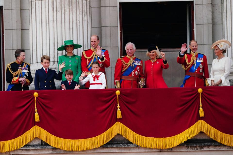 The Royal Family pictured after the 2023 Trooping the Colour ceremony (PA)