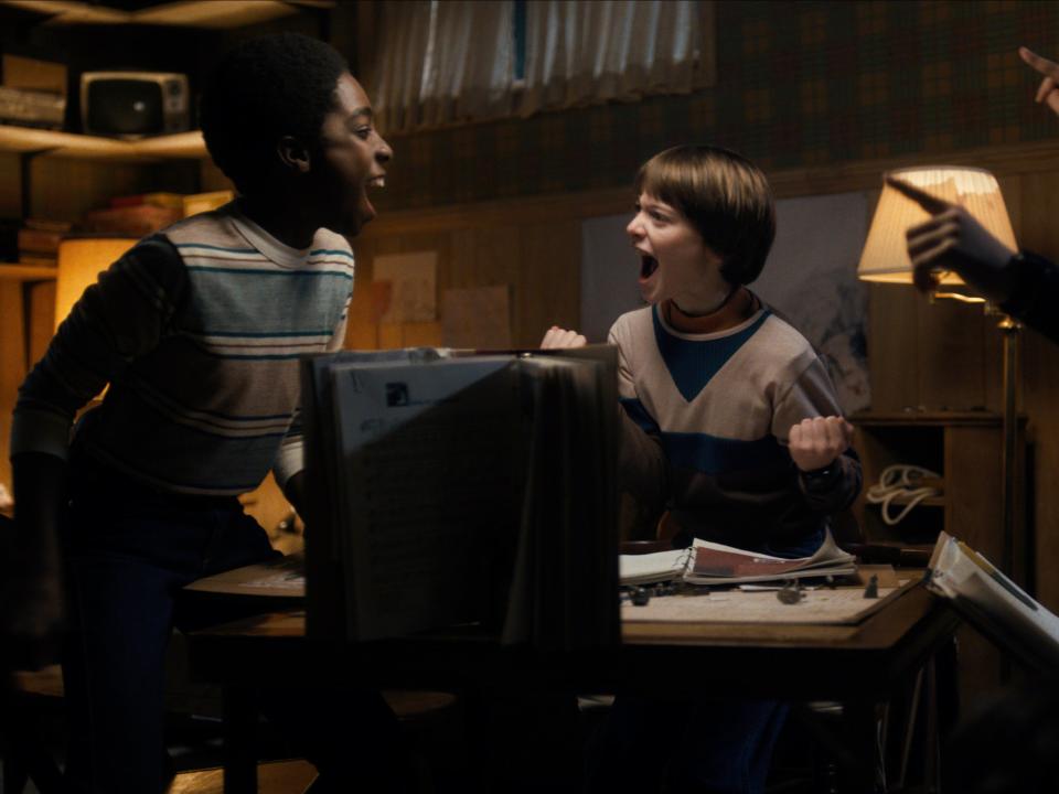 The Stranger Things kids enjoy a game of D&D during season one of the hit Netflix sci-fiNetflix