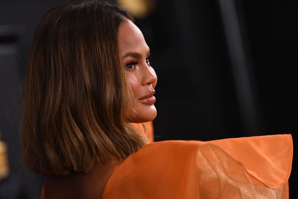 Chrissy Teigen has revealed she has taken her first shower in months following her pregnancy loss, pictured in January 2020. (Getty Images)