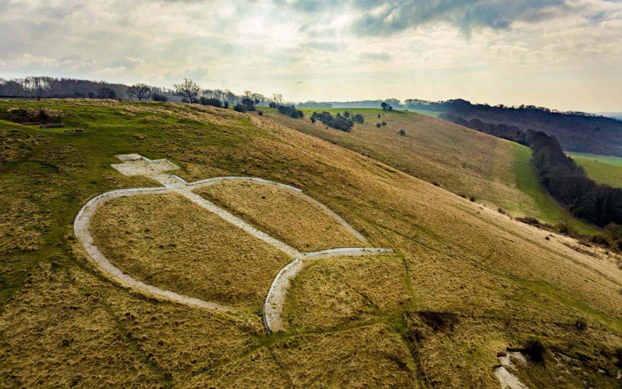 The vast chalk crown in Wye, Kent