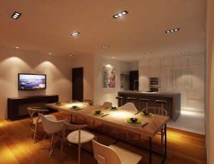 Dining room with perfectly clear ceiling