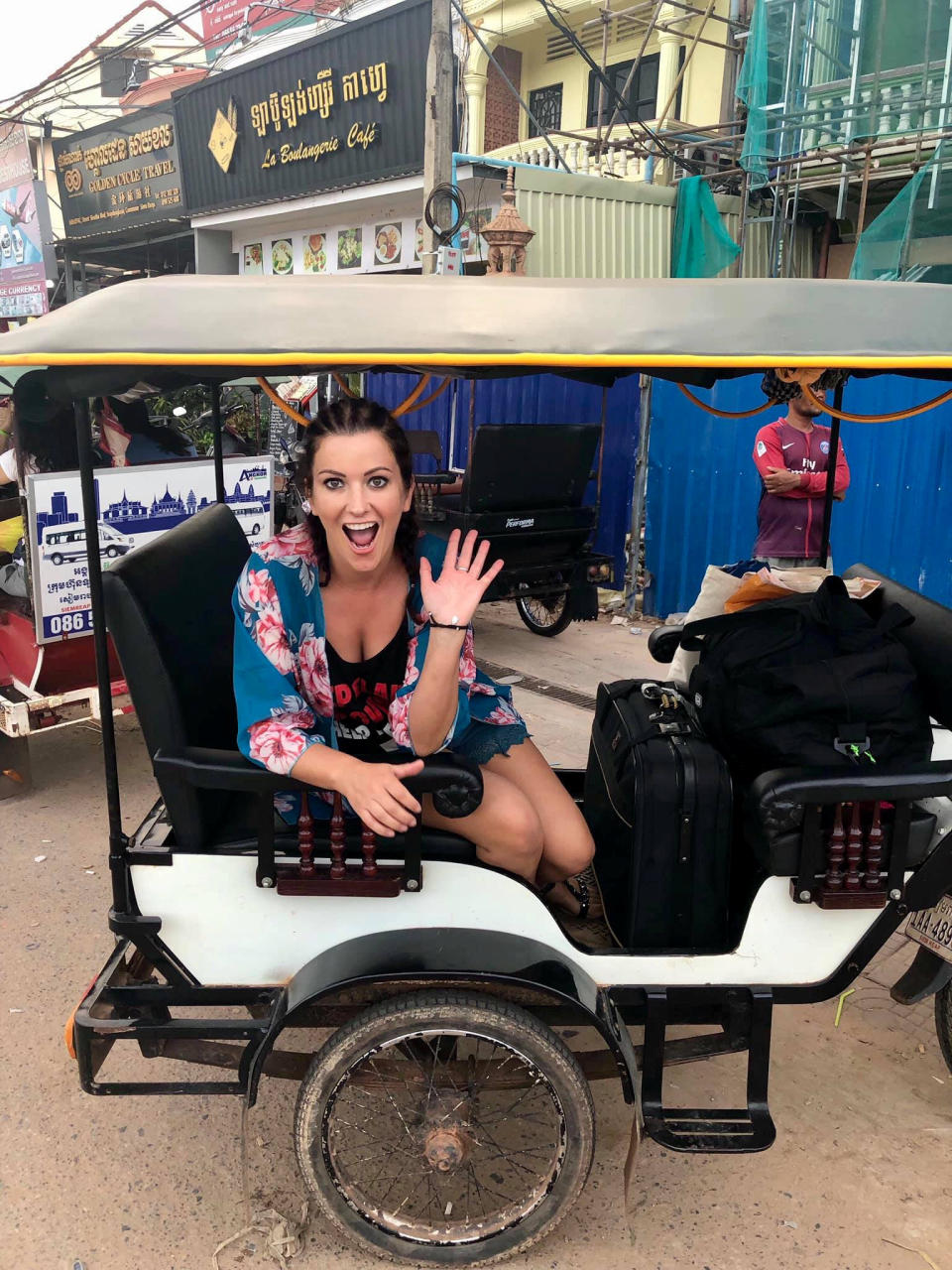 Tuk tuks proved a useful form of transport while in Cambodia [Photo: SWNS]