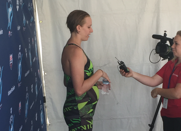 Dana Vollmer is still competing while 6-months pregnant with her second child. (Yahoo Sports)