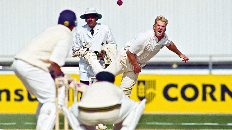 Shane Warne, pictured here in action against England in 1997 in Manchester.