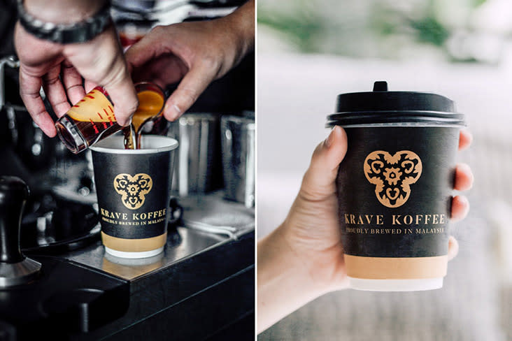 Krave Koffee’s freshly-made coffees come in double-sized takeaway cups.