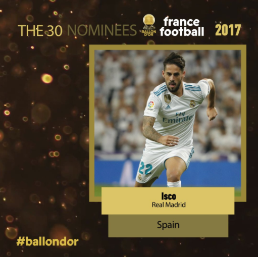 Les 30 nommés au Ballon d'Or 2017