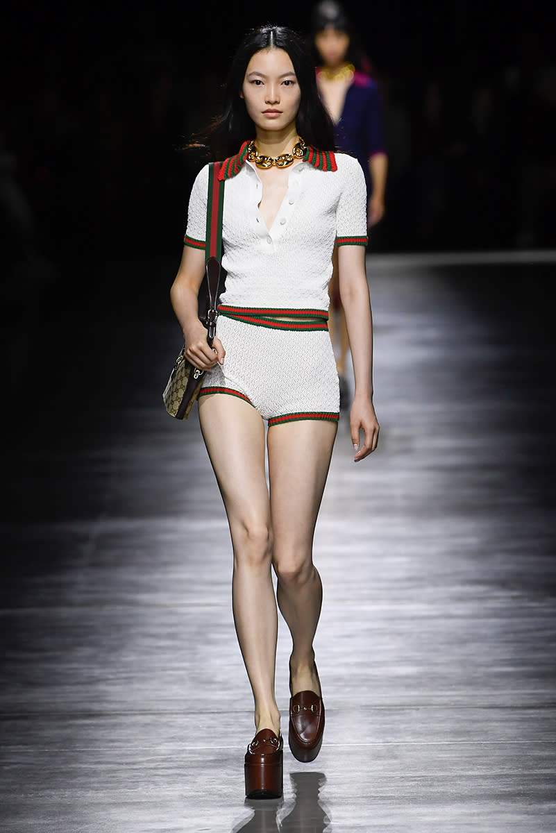 Model on the runway at the Gucci Spring 2024 Ready To Wear Fashion Show on September 22, 2023 in Milan, Italy.