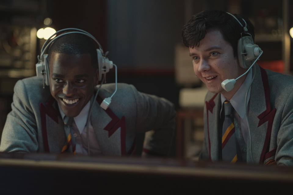 Asa Butterfield as Otis Milburn and Ncuti Gatwa as Eric Effiong in Sex Education (Sam Taylor/Netflix/PA)