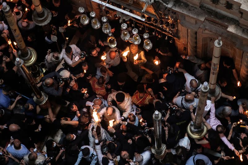 Holy Fire ceremony at the Church of the Holy Sepulchre in Jerusalem's Old City