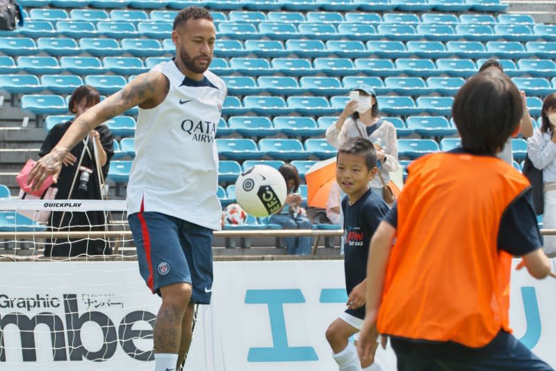 Brazilian forward Neymar Jr. (L) made 173 appearances at Paris Saint-Germain. File Photo by Keizo Mori/UPI