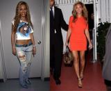 Beyoncé, photographiée en 2001 et 2011<br> La superstar a malheureusement eu des faux-pas modes et elle a aussi du parcourir un long chemin, à la fois dans sa carrière que dans son évolution vestimentaire. C’est en mettant de côté les choix de ses tenues par sa mère que Beyoncé s’est épanouie et est devenue une véritable fashionata. (Getty Images)