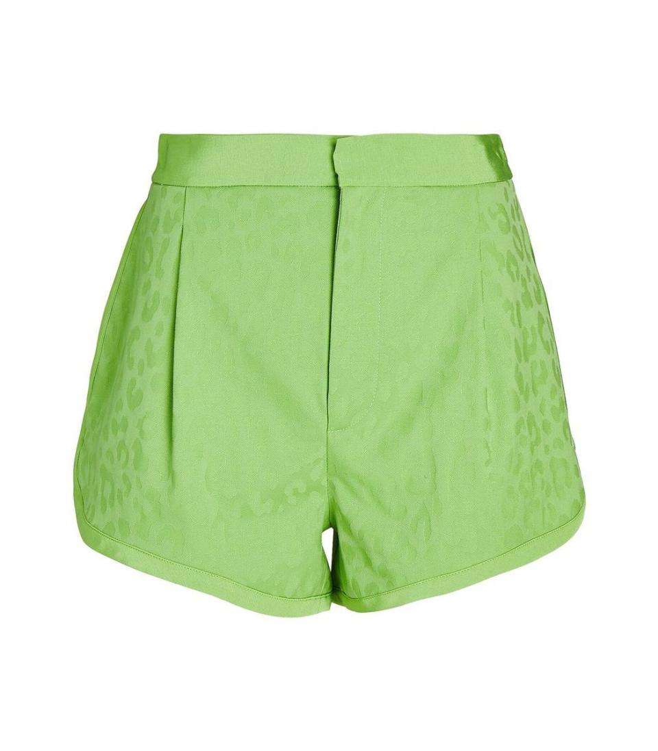 3) Green Leopard-Print Shorts