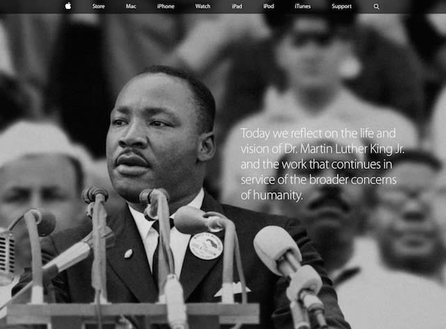 Apple home page honors Dr. Martin Luther King Jr. 1/19/15