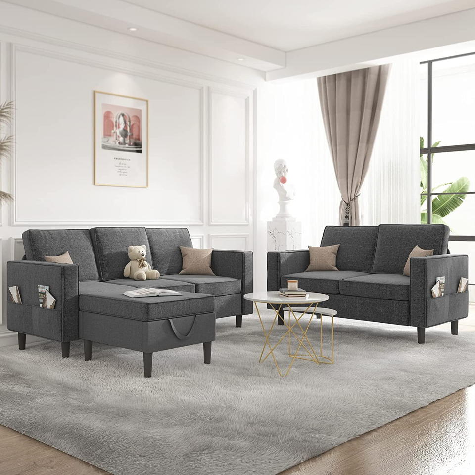 <p><a href="https://go.redirectingat.com?id=74968X1596630&url=https%3A%2F%2Fwww.walmart.com%2Fip%2FMjkone-Convertible-Sectional-Sofa-Couch-Storage-Ottoman-3-Pcs-Set-Pockets-Couches-Living-Room-3-Seater-Ottoman-1-Loveseat-Dark-Gray%2F287731556&sref=https%3A%2F%2Fwww.womansday.com%2Fhome%2Fdecorating%2Fg43979082%2Fbest-couches-on-walmart%2F" rel="nofollow noopener" target="_blank" data-ylk="slk:Shop Now;elm:context_link;itc:0;sec:content-canvas" class="link ">Shop Now</a></p><p>Convertible Sectional Sofa With Loveseat</p><p>$469.99</p><p>walmart.com</p>
