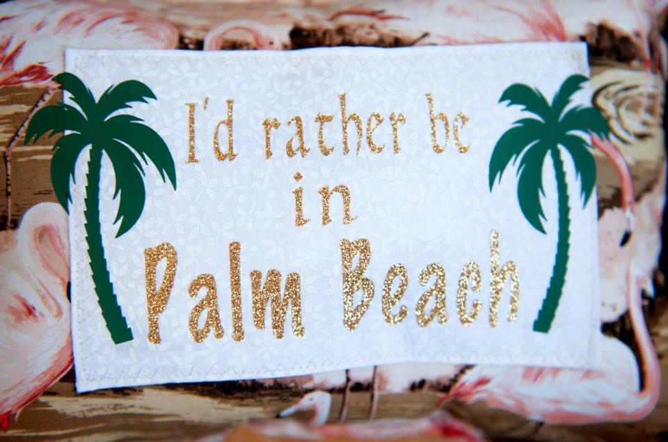 Sherry Frankel's Melangerie on Worth Avenue sells creative pillows that show devotion to  Palm Beach.