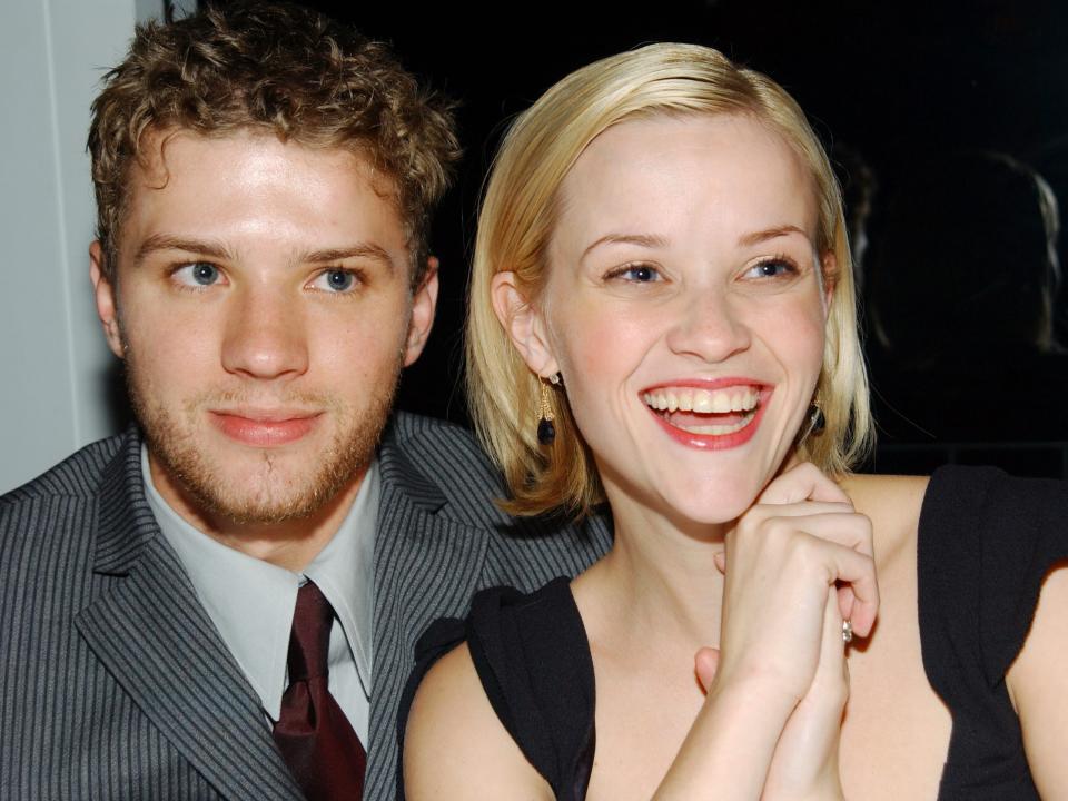 Ryan Phillippe and Reese Witherspoon at the New York premiere of the movie "Gosford Park" in December 2003.