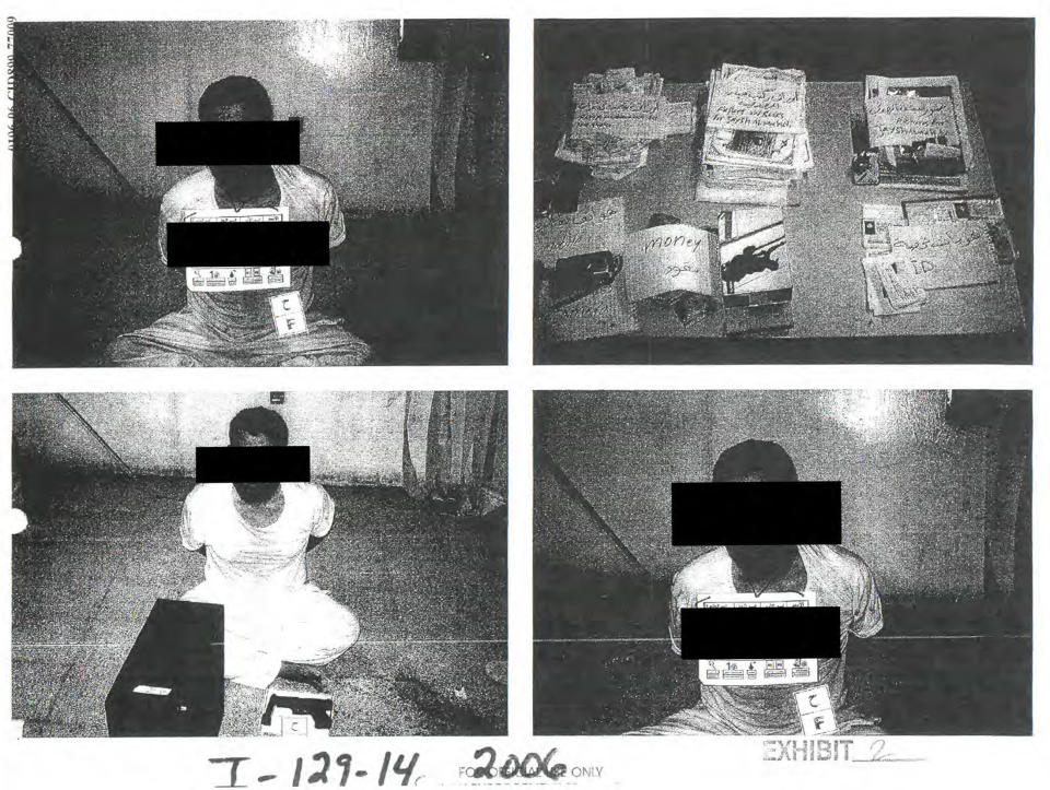 Black strips placed by censors mask the identity of detainees in an undated combination of photos from Iraq's Abu Ghraib prison. (Photo: Handout . / Reuters)