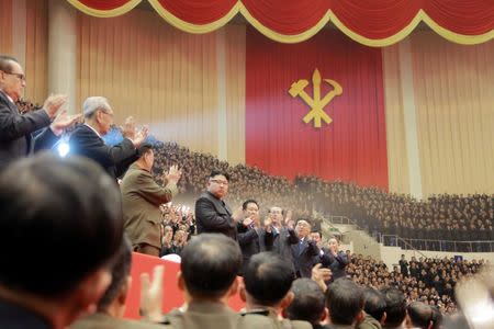 North Korean leader Kim Jong Un attends a performance held for participants of the ruling party's party meeting in this undated picture provided by KCNA in Pyongyang on December 29, 2016. KCNA/via Reuters