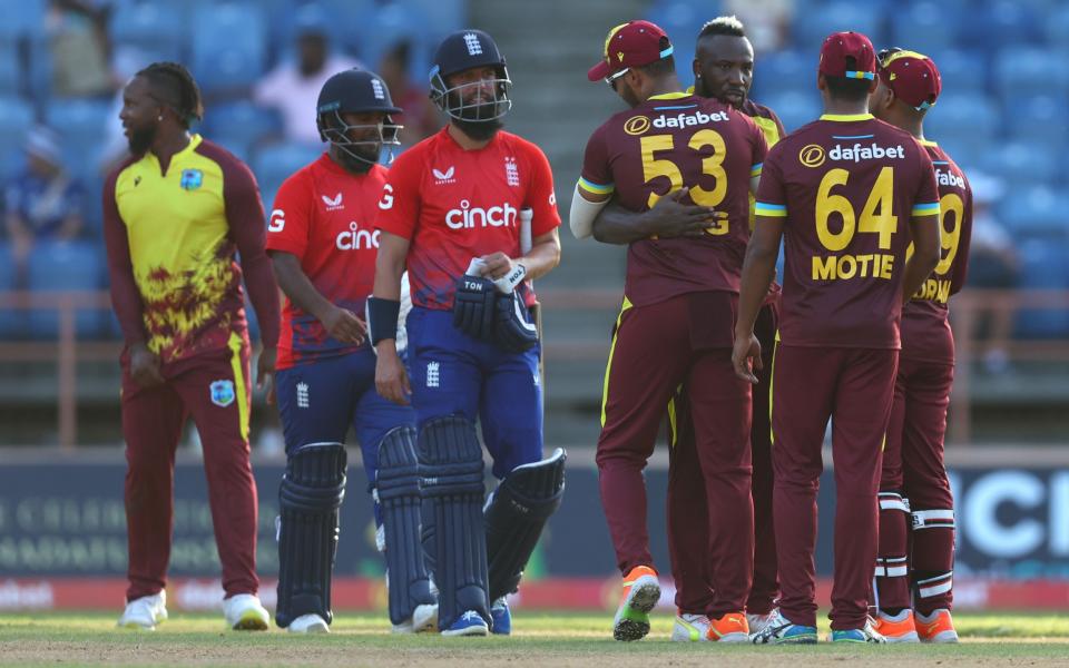 West Indies celebrate victory/England undone by spin as another West Indies series defeat looms large