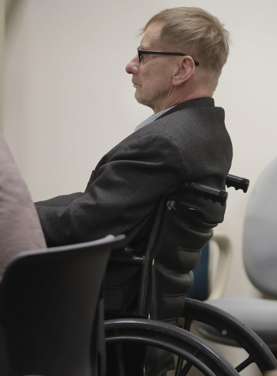 The trial of Gene Meyer, 68, who is charged with first-degree murder and first-degree sexual assault with use of a dangerous weapon in Outagamie County Court on Tuesday, May 21, 2024 in Appleton, Wis. Gene Meyer, charged with sexually assaulting and murdering 60-year-old Betty Rolf in 1988. Meyer was arrested in Washington about 34 years later, in 2022, after a 2019 familial DNA search identified him as a suspect. Investigators learned Meyer had at one time lived a mile from where Rolf's body was found in 1988.
Wm. Glasheen USA TODAY NETWORK-Wisconsin