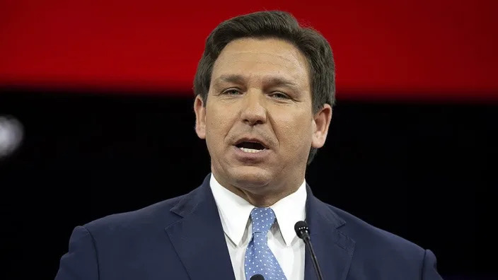 Florida Governor Ron DeSantis speaks at the Conservative Political Action Conference (CPAC) in Orlando, Florida on Thursday, February 24, 2022.