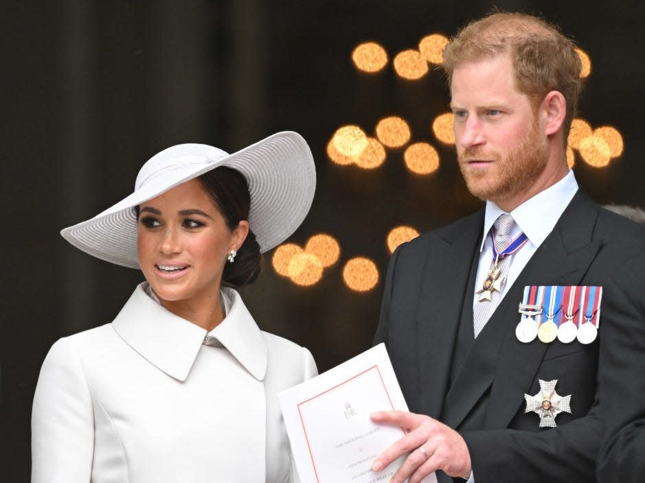 Meghan Markle and Prince Harry at a Platinum Jubilee event