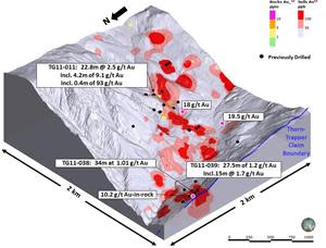 Trapper Soil-Rock Geochemistry and Drill Hole locations