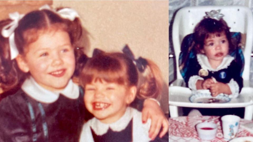 A childhood photo of Holly and Kelly Willoughby