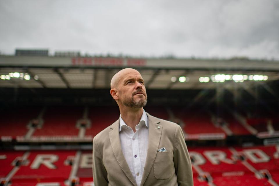 Newly appointed Manchester United manager Erik ten Hag during his unveiling at Old Trafford on Monday (Manchester United Handout/PA) (PA Media)