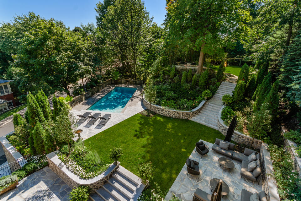 If you're not in the mood for a dip, you can keep toasty by the custom stone fire pit in the backyard big enough to host a wedding party. There's also a tree house and children's play area if you want to keep the kiddos out of your hair.