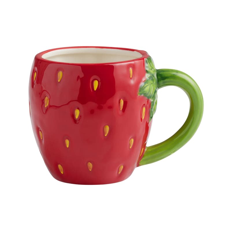 Hand Painted Strawberry Figural Ceramic Mug